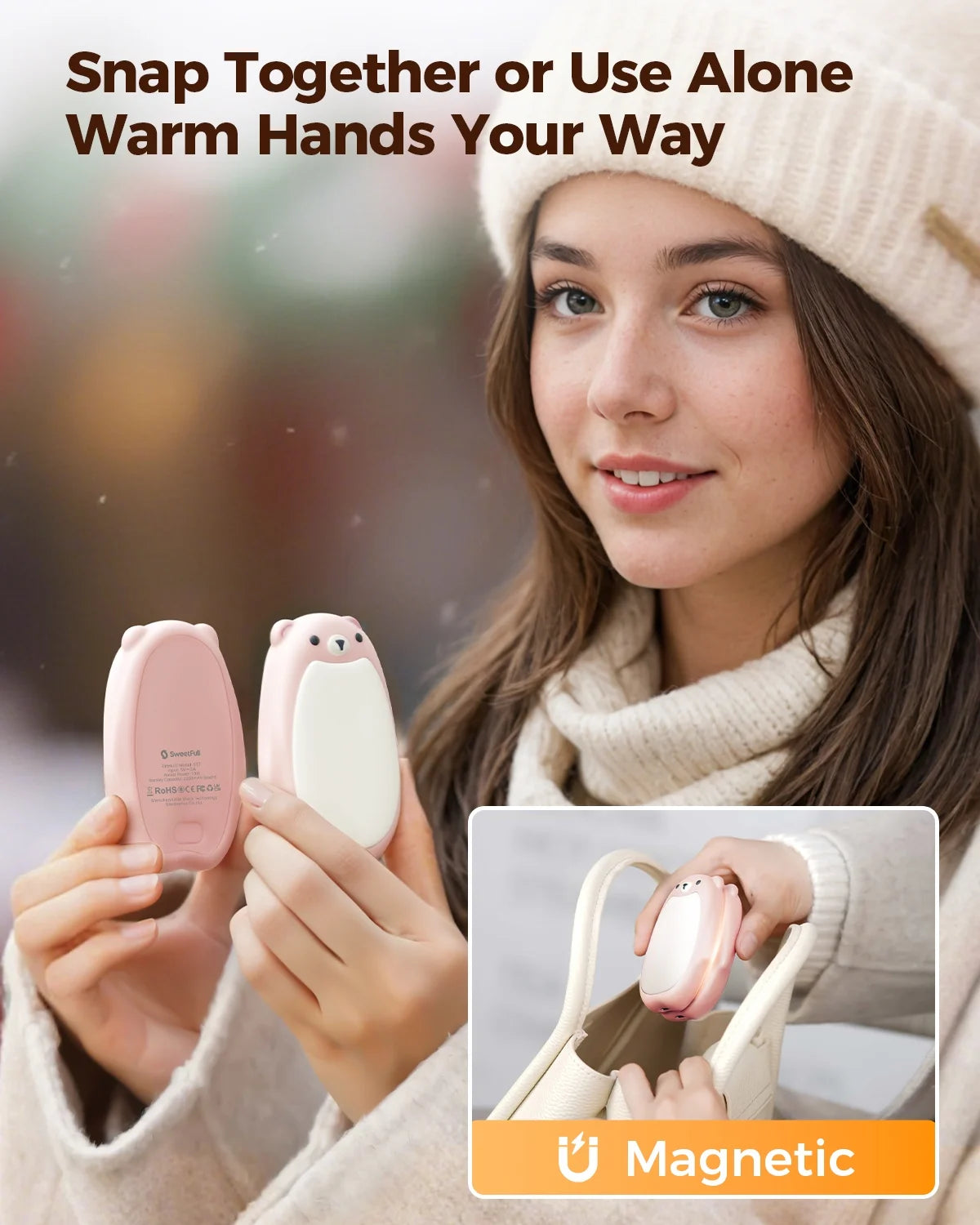 Rechargeable Hand Warmers 2 Pack – Cute Bear, 3 Heating Level Magnetic Handwarmers, Reusable Portable Heater, Christmas Gifts for Kids Teens","Features":["Long Lasting"]